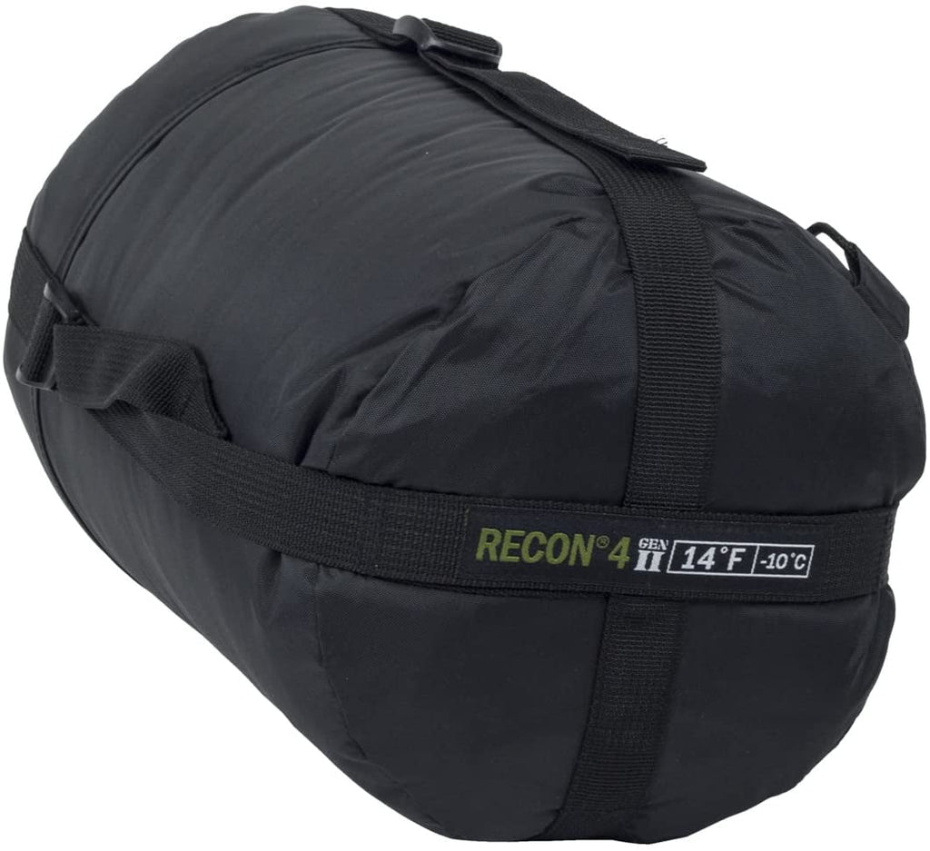 Recon 4 Sleeping Bag, Black, Rated to 14 Degrees Fahrenheit