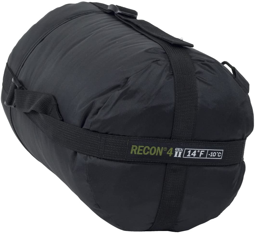 Recon 4 Sleeping Bag, Black, Rated to 14 Degrees Fahrenheit