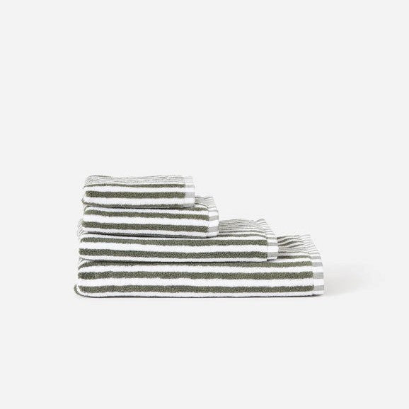Wide Stripe Towel Range - Olive
